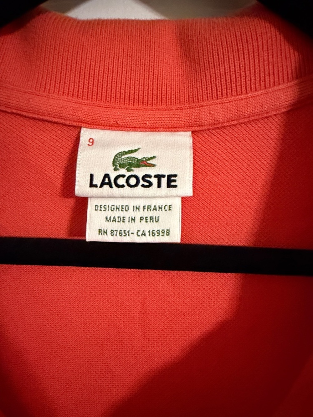 Lacoste Mens Polo Shirt Size 9 Classic Fit Piqué 5191L-Vibrant Orange/ Coral - Picture 2 of 4